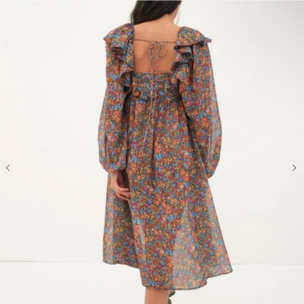 NWT For Love & Lemons Women's Brittany Floral Print Long Sleeve Midi Dress - Picture 5 of 5